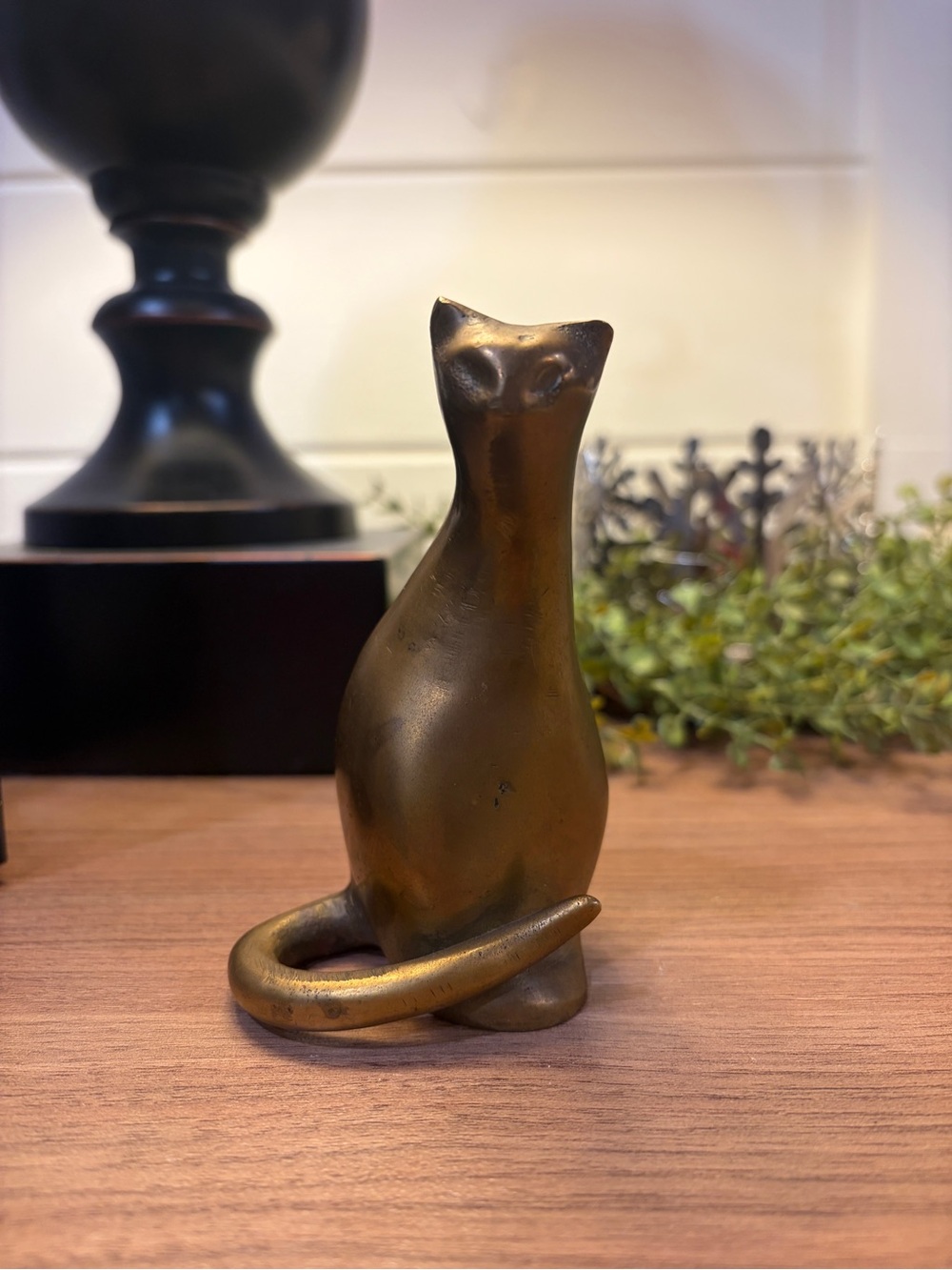 Vintage Mid Century Modern MCM  Brass Siamese Cat Modernist Kitty Kitten 4”